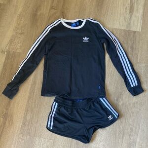 Adidas Black Long Sleeve and Shorts Set